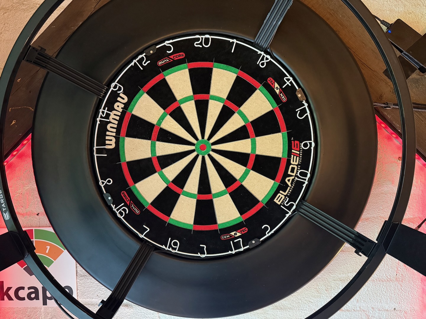 Dartboard surrounded by light strips
